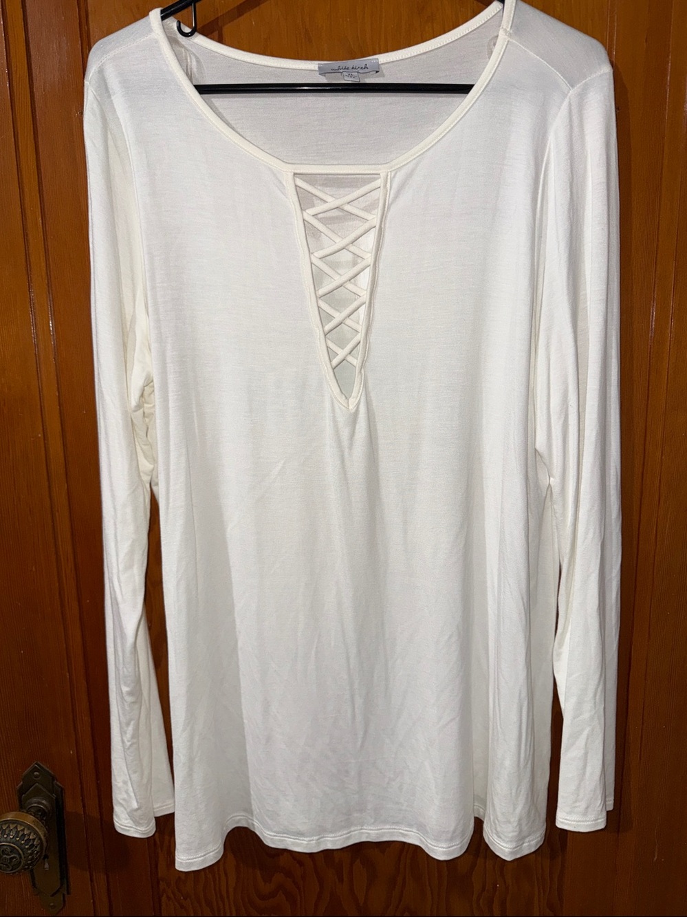 white birch White Long-Sleeve Tee with Sunrise Landscape and Cross Graphic - Picture 3 of 4